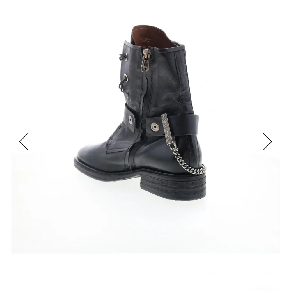 A.S.98 “Faust” Black Leather Combat Boots with Silver Accents - Picture 9 of 11